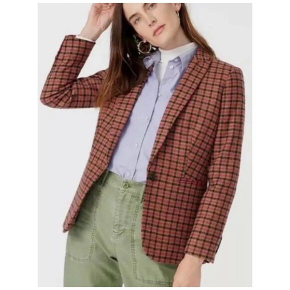 J.CREW Parke Plaid English Moon Houndstooth 100% Wool Blazer - Picture 1 of 7